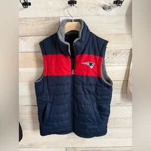 New England Patriots NFL Men's Full Zip Reversible Vest Blue Red Gray Small